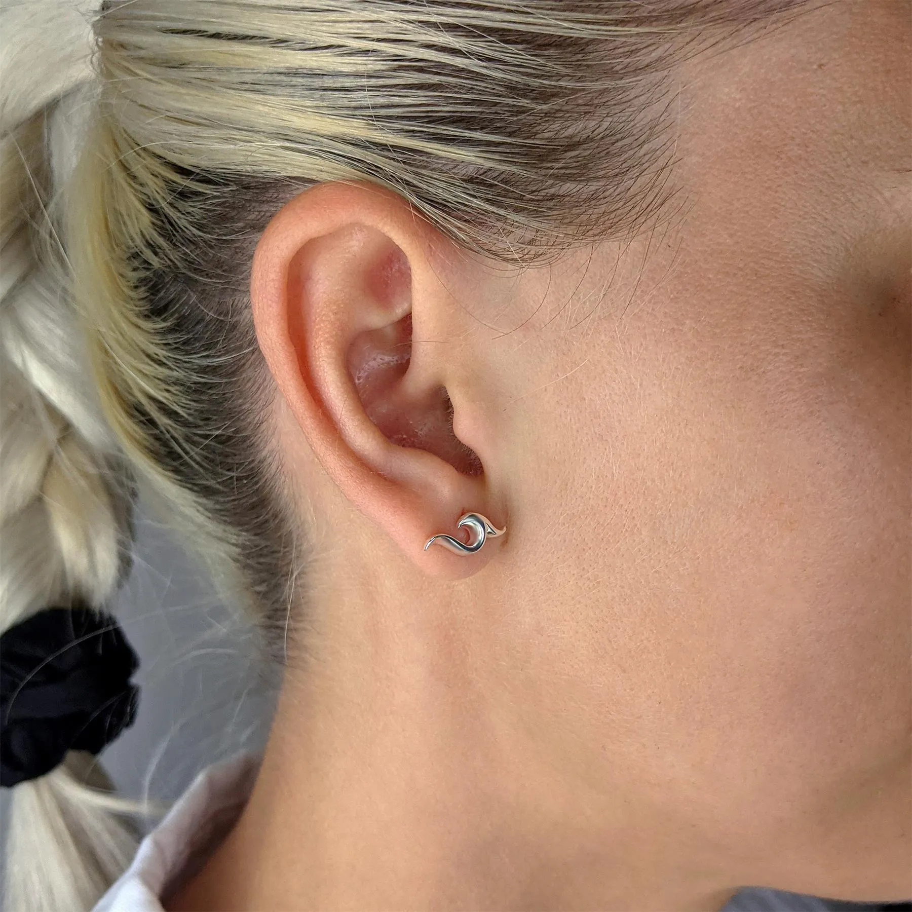 Sterling Silver Simple Sea Wave Stud Earrings Ocean Studs