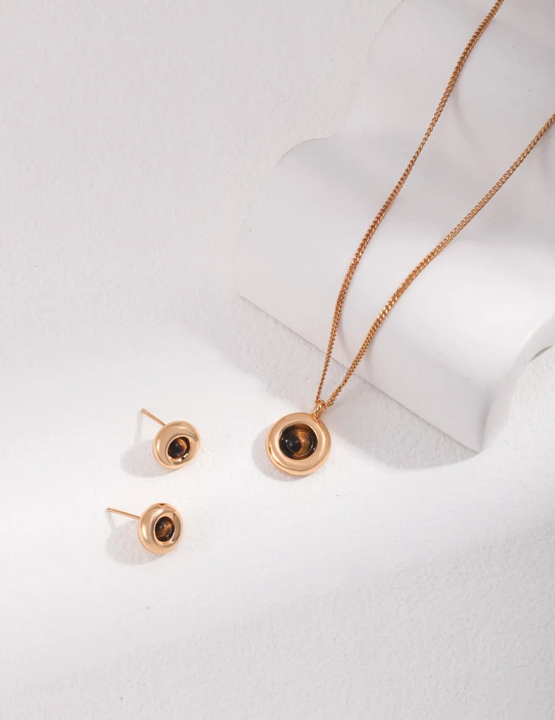 Sterling Silver Simple Tiger Eye Earrings