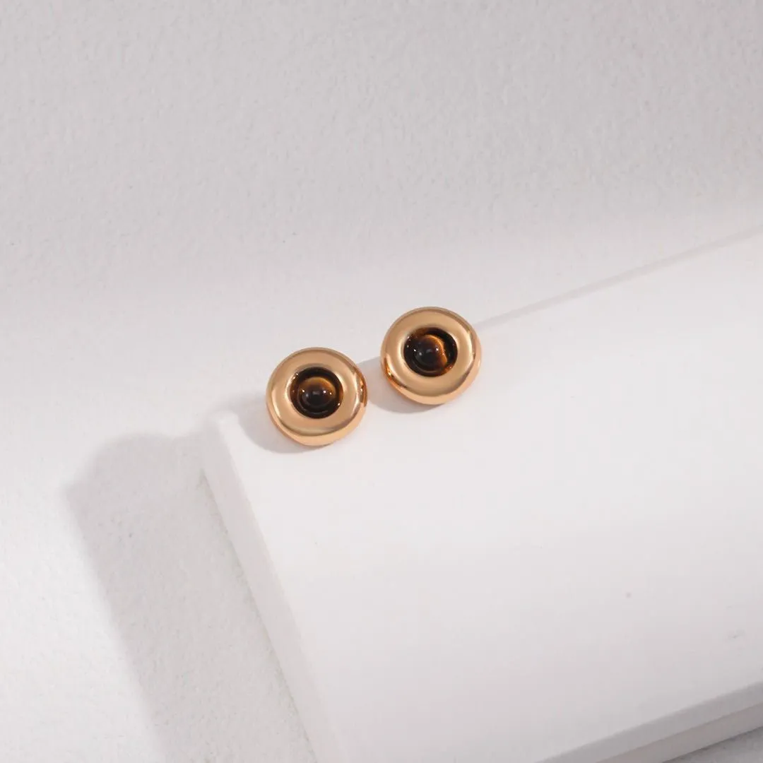 Sterling Silver Simple Tiger Eye Earrings