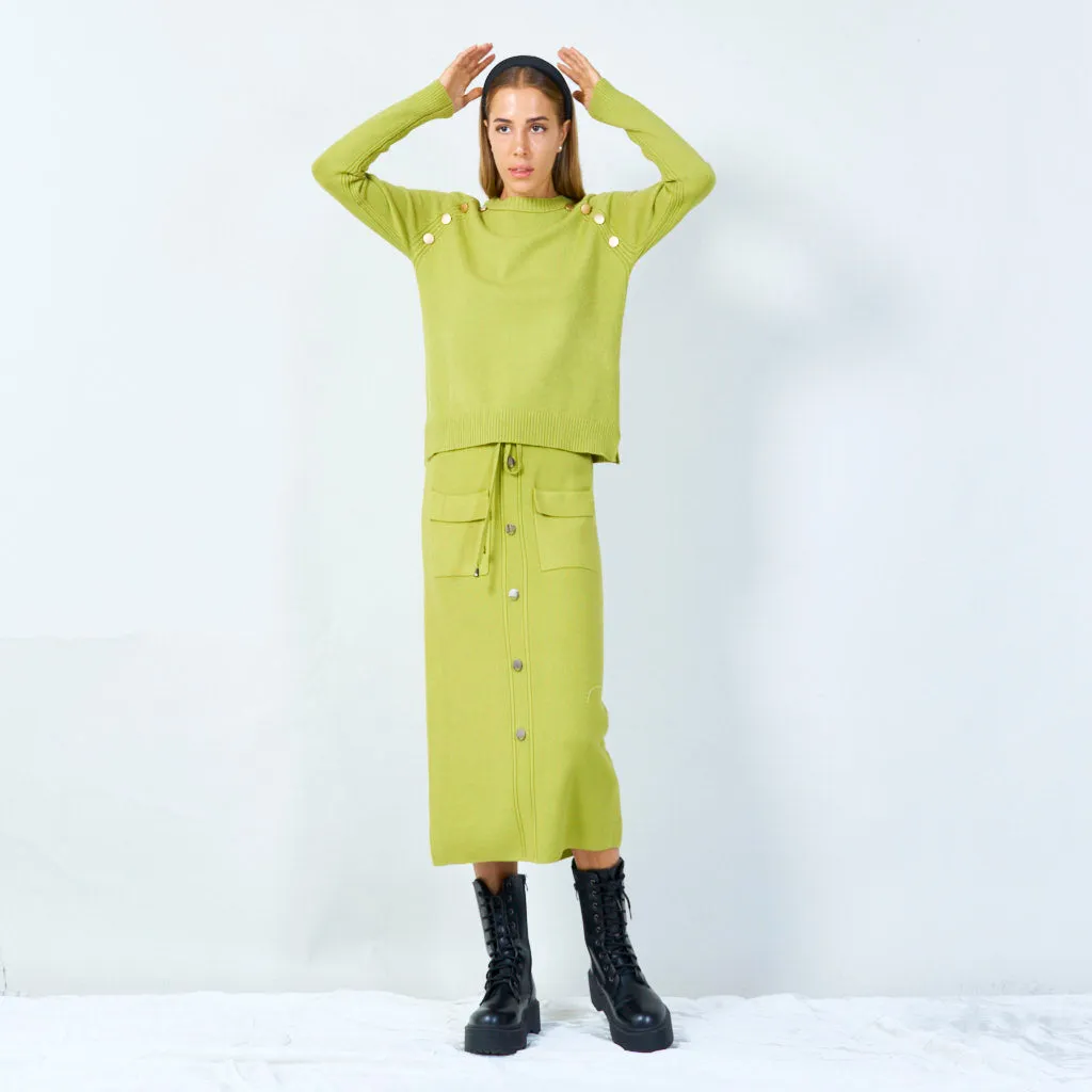 Stylish button-accented knit sweater wholesale
