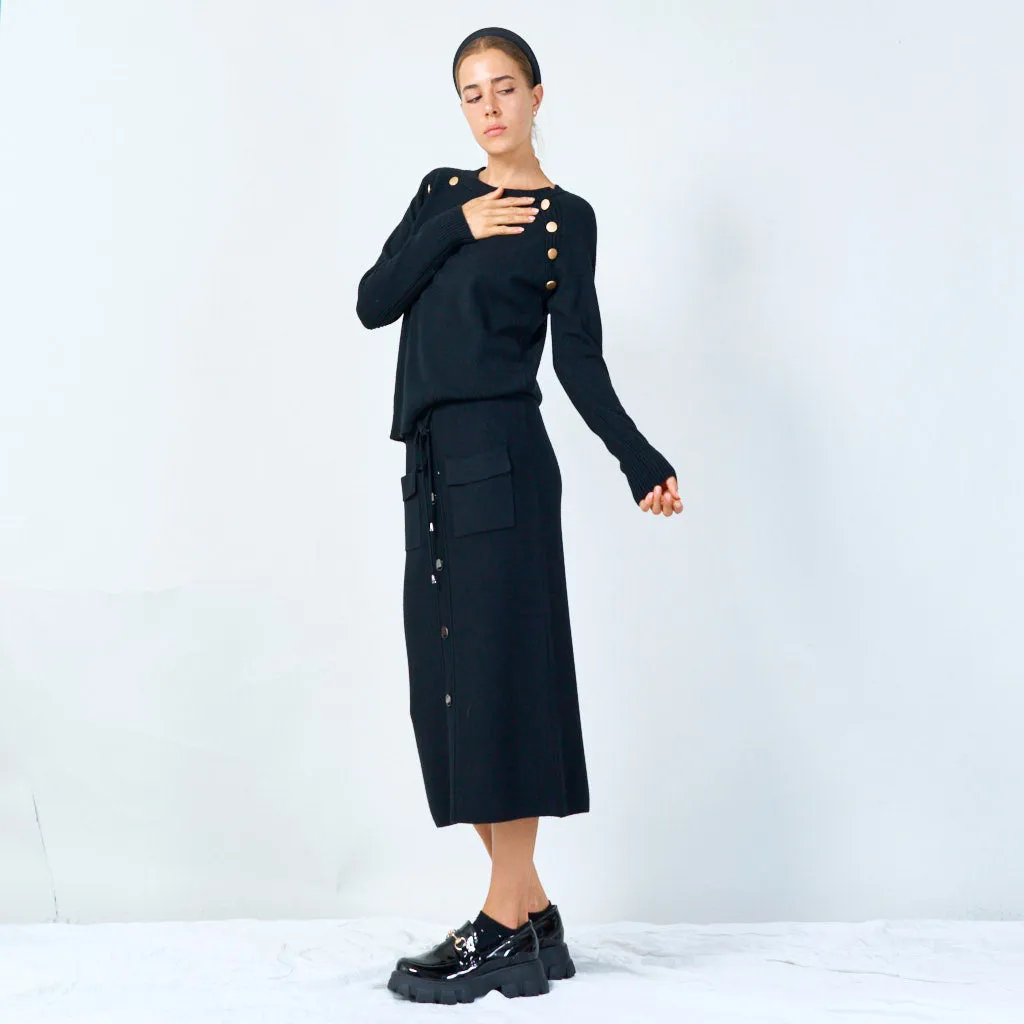 Stylish button-accented knit sweater wholesale