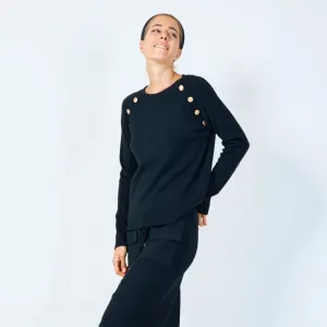 Stylish button-accented knit sweater wholesale