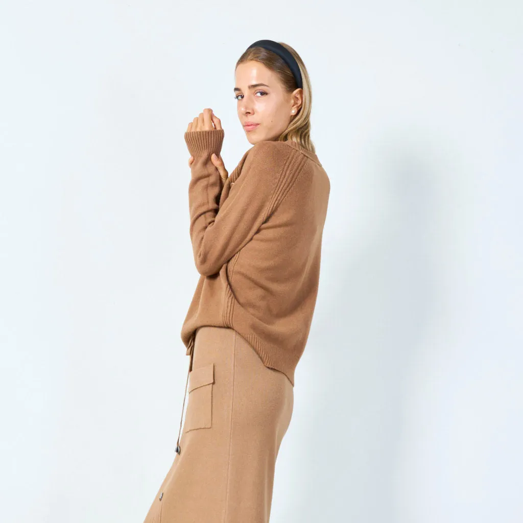 Stylish button-accented knit sweater wholesale