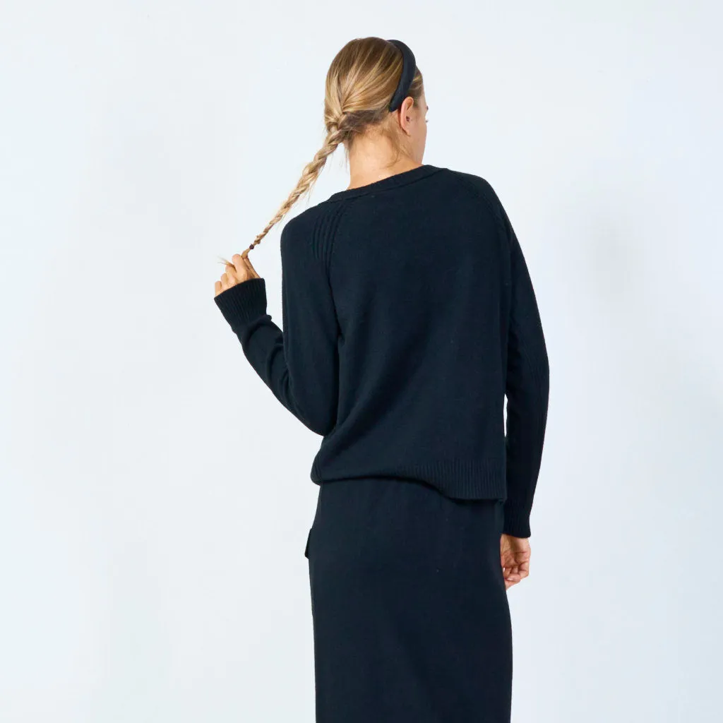 Stylish button-accented knit sweater wholesale