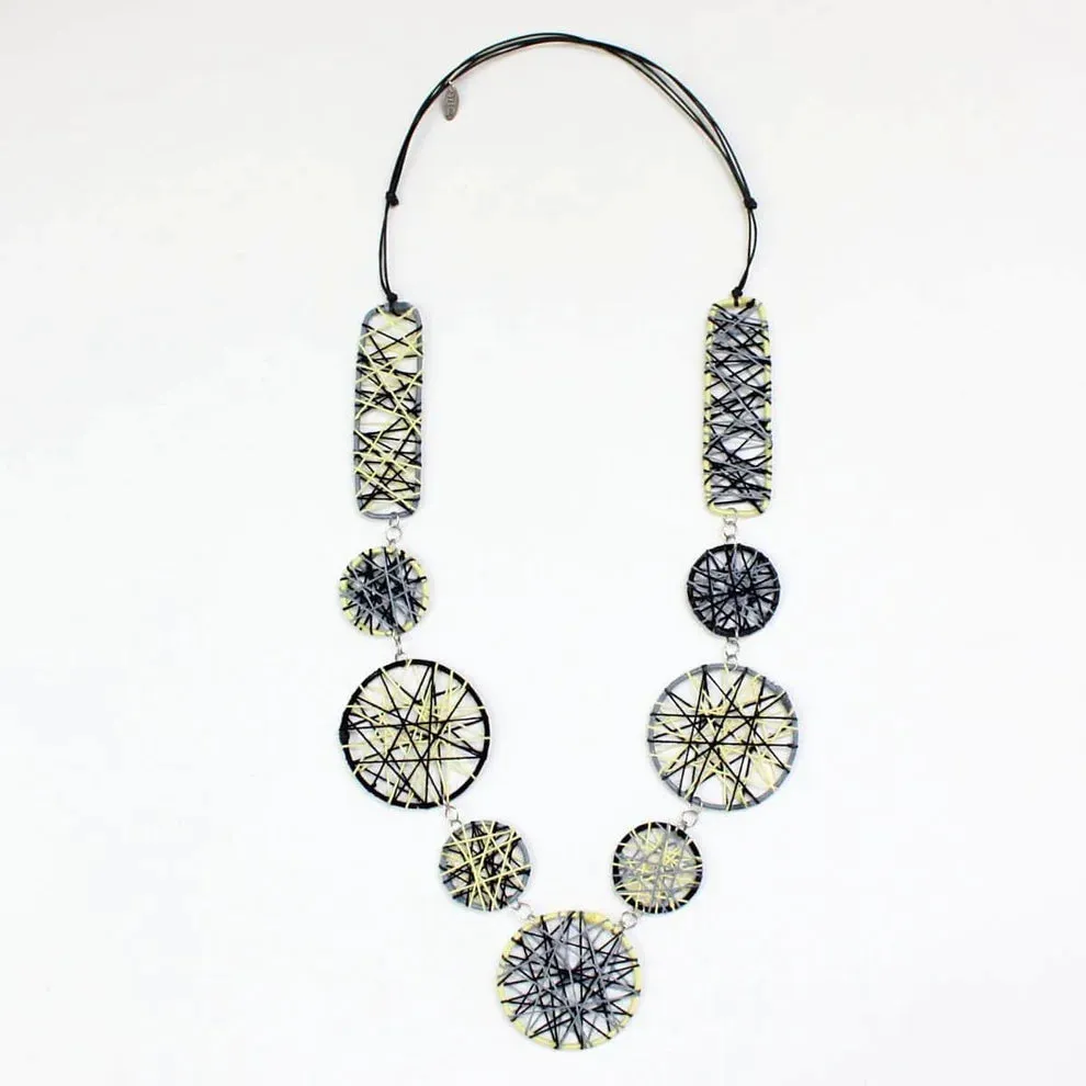 Sylca Black and Yellow Threads Paula Statement Necklace Style BP21N04