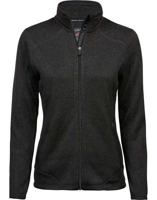 Tee Jays Ladies Outdoor Fleece | Melange Fabric | Stylish Details | Black or Grey | S-3XL