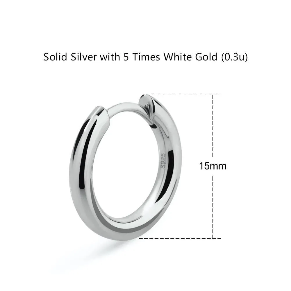 The Silver Eclipse® - 925 Sterling Silver Hoop Earrings in White Gold