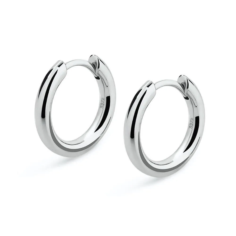 The Silver Eclipse® - 925 Sterling Silver Hoop Earrings in White Gold