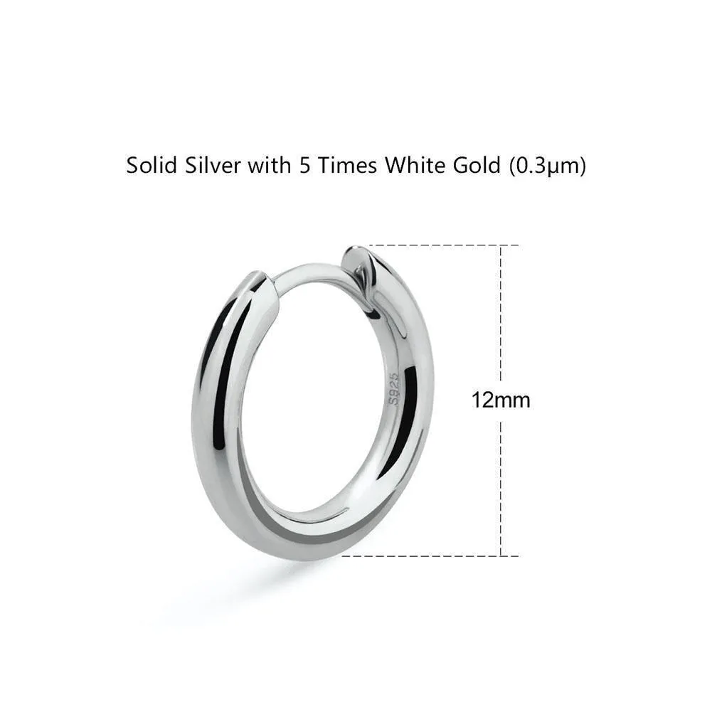 The Silver Eclipse® - 925 Sterling Silver Hoop Earrings in White Gold