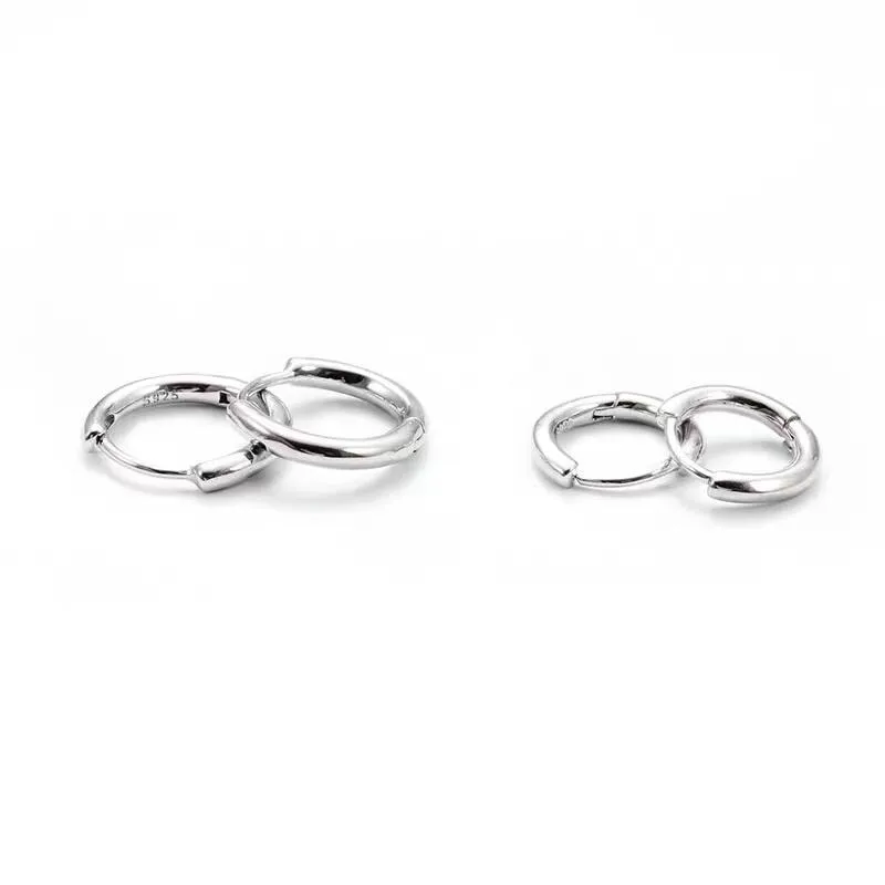 The Silver Eclipse® - 925 Sterling Silver Hoop Earrings in White Gold