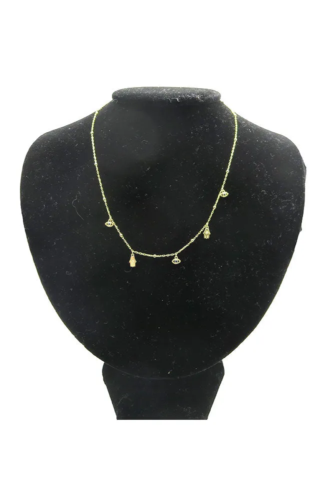 Tiny Hamsa, EE Charm Necklace