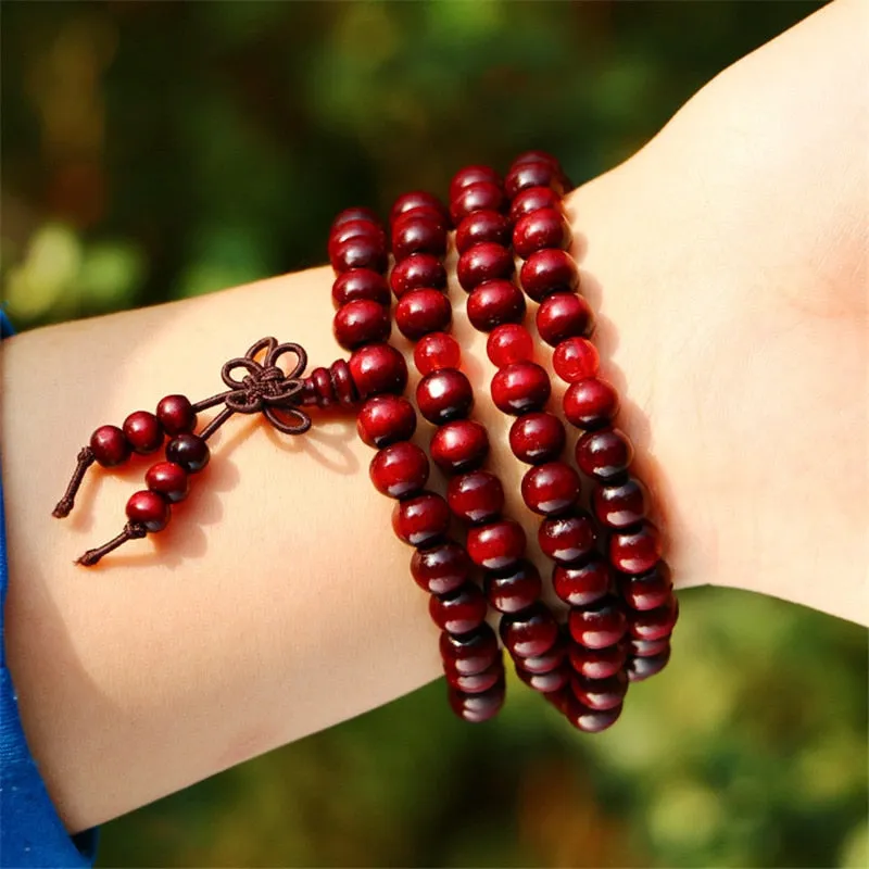 Trendy 8mm 108 Natural Wooden beads Tibetan Buddhist Meditation Bracelet For Men Women Bangles Jewelry