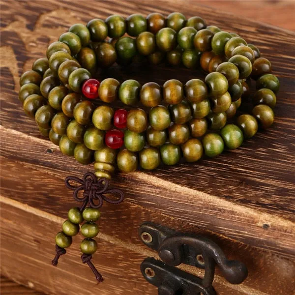 Trendy 8mm 108 Natural Wooden beads Tibetan Buddhist Meditation Bracelet For Men Women Bangles Jewelry