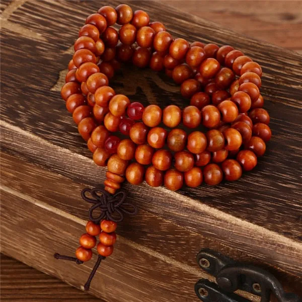 Trendy 8mm 108 Natural Wooden beads Tibetan Buddhist Meditation Bracelet For Men Women Bangles Jewelry