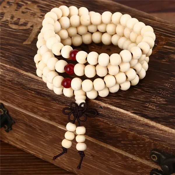 Trendy 8mm 108 Natural Wooden beads Tibetan Buddhist Meditation Bracelet For Men Women Bangles Jewelry