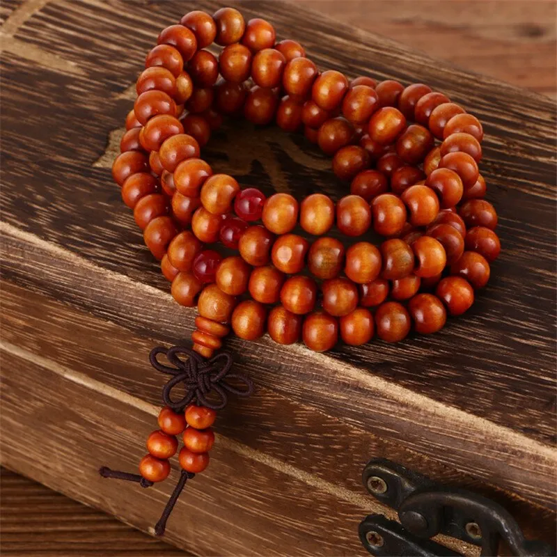 Trendy 8mm 108 Natural Wooden beads Tibetan Buddhist Meditation Bracelet For Men Women Bangles Jewelry