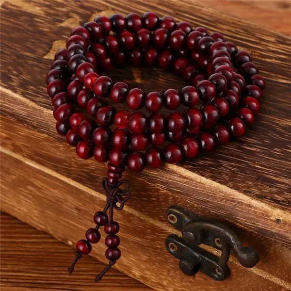 Trendy 8mm 108 Natural Wooden beads Tibetan Buddhist Meditation Bracelet For Men Women Bangles Jewelry