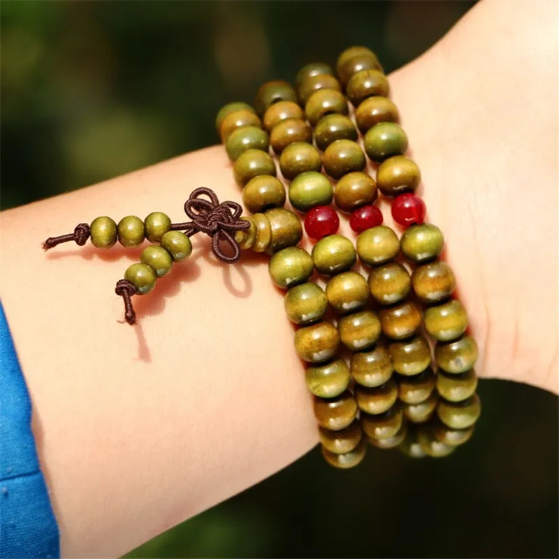 Trendy 8mm 108 Natural Wooden beads Tibetan Buddhist Meditation Bracelet For Men Women Bangles Jewelry