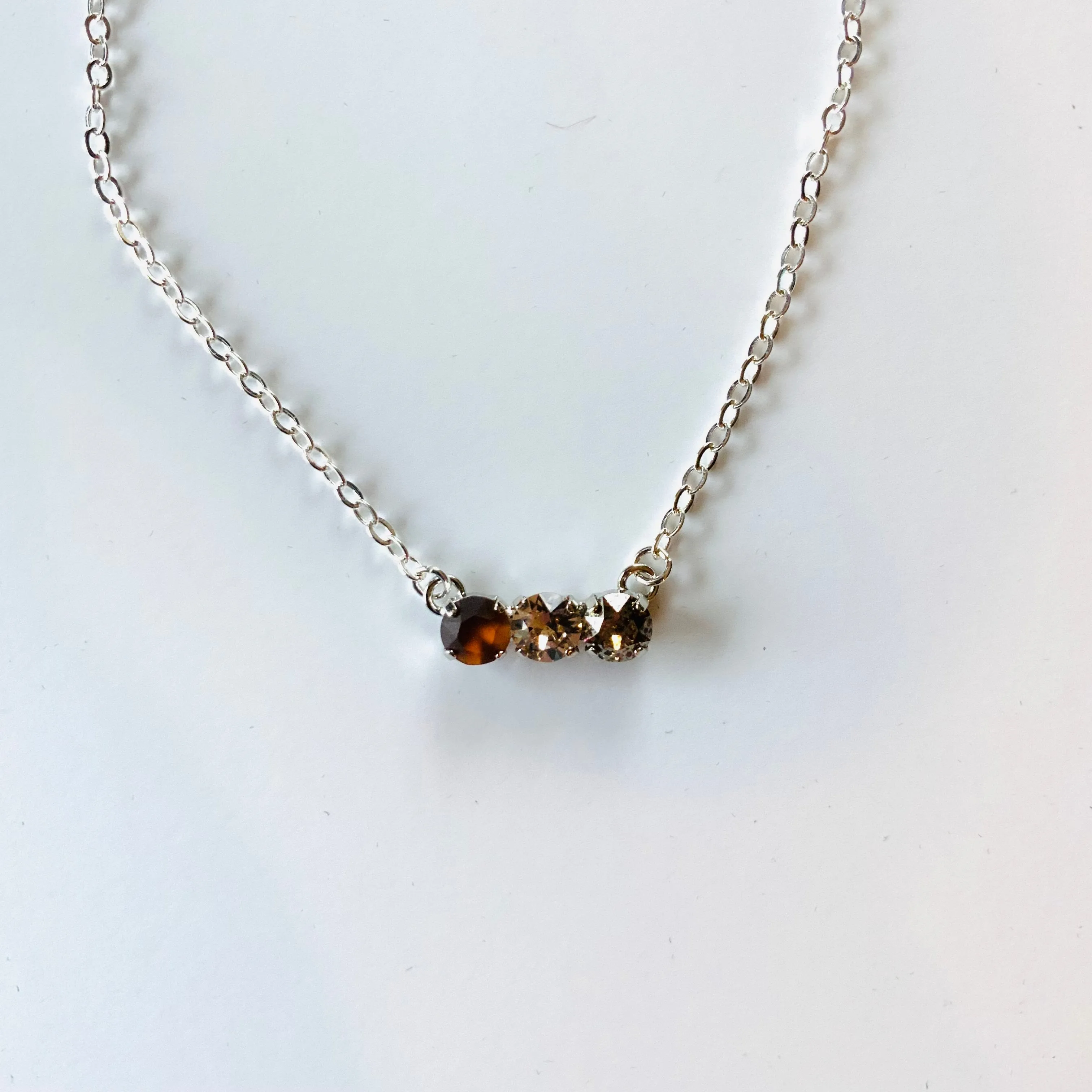 Triple Bar Necklace featuring Smoked Topaz Matte   LCT Silver Patina