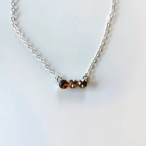 Triple Bar Necklace featuring Smoked Topaz Matte   LCT Silver Patina