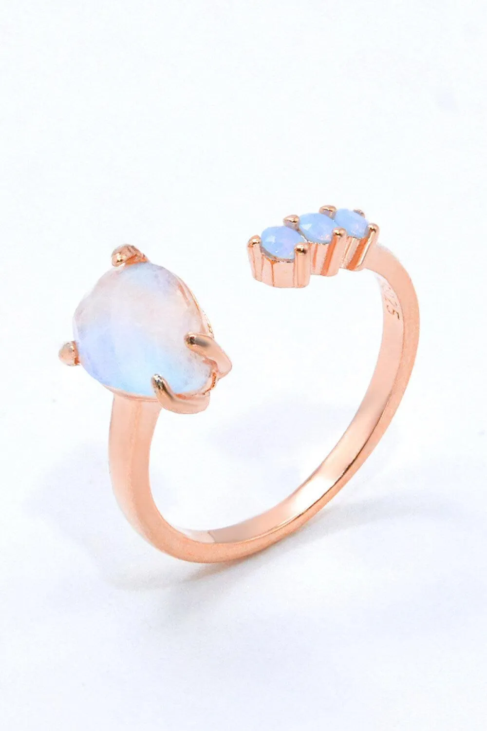 Truly Chic Rose Gold-Plated Open Moonstone Ring