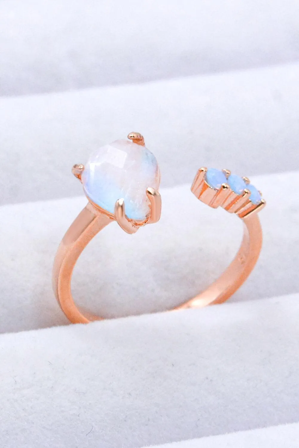 Truly Chic Rose Gold-Plated Open Moonstone Ring