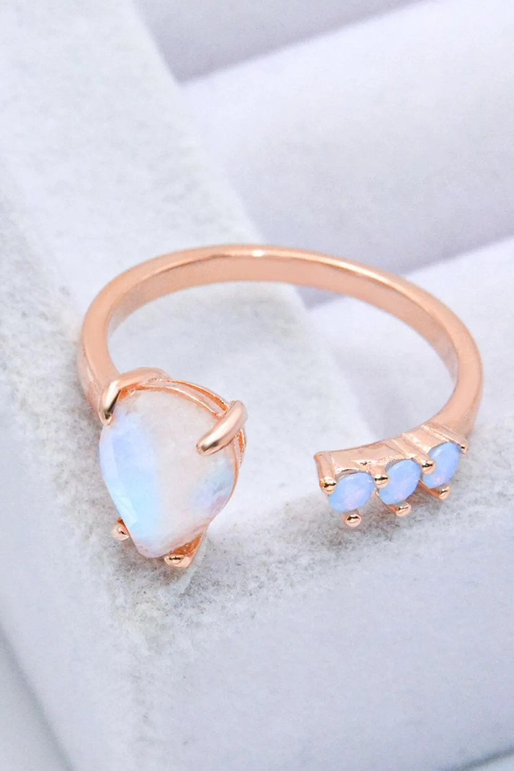 Truly Chic Rose Gold-Plated Open Moonstone Ring