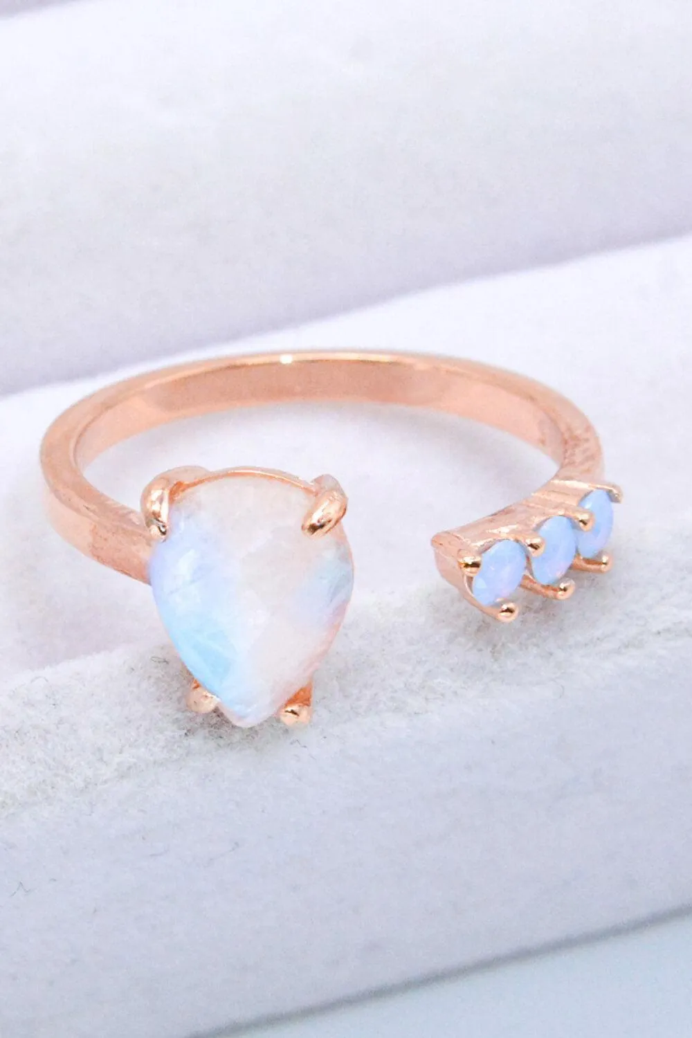 Truly Chic Rose Gold-Plated Open Moonstone Ring