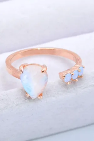 Truly Chic Rose Gold-Plated Open Moonstone Ring