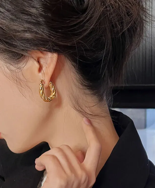 Twisted Hoop Earrings Gold