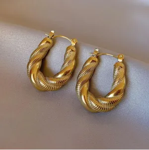 Twisted Hoop Earrings Gold