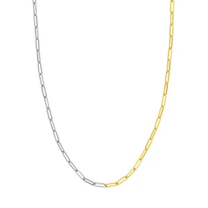 Two Tone Hollow 50/50 Paperclip Necklace