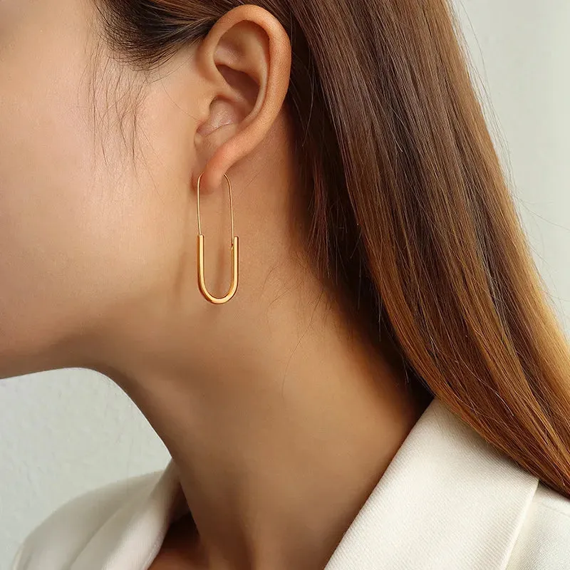 U-Shaped Gold Dangle Earrings