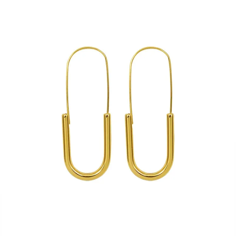U-Shaped Gold Dangle Earrings