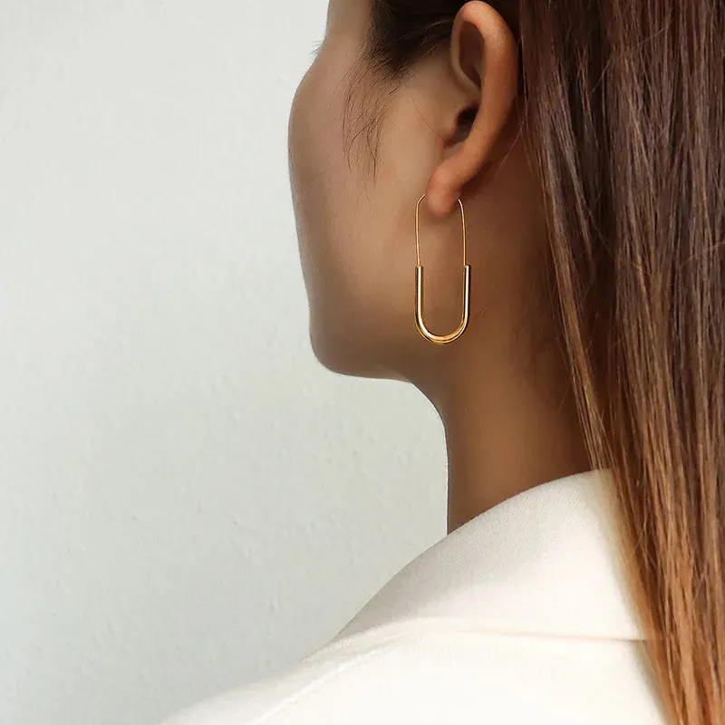 U-Shaped Gold Dangle Earrings
