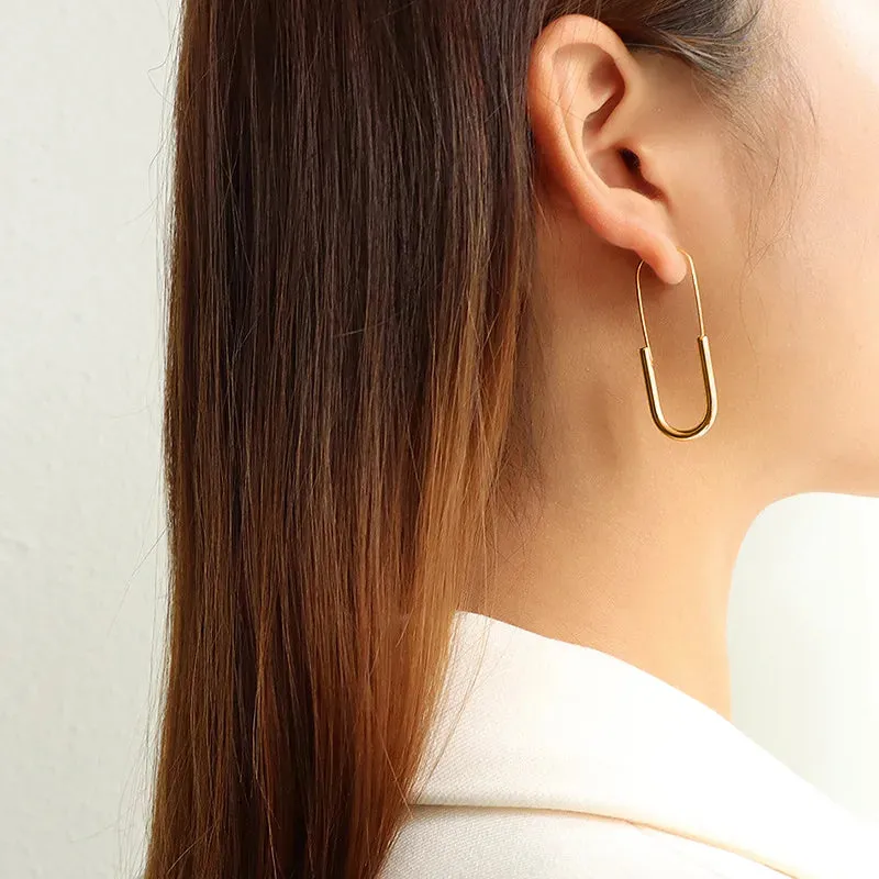 U-Shaped Gold Dangle Earrings