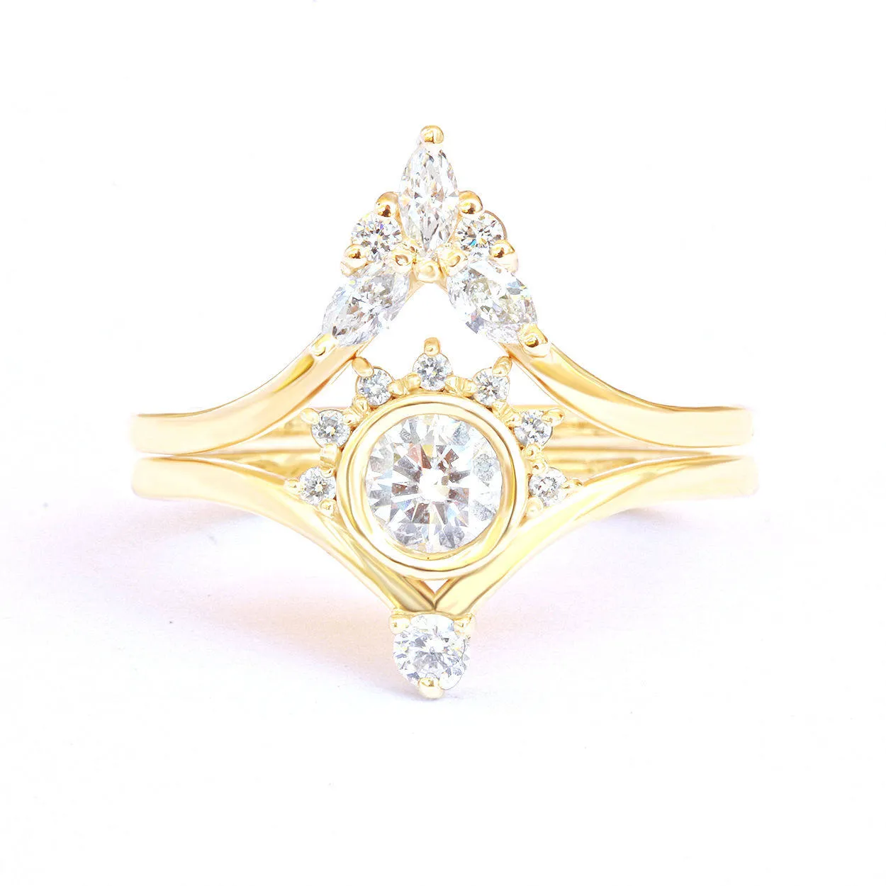Unique Diamond Wedding Rings Set - "Valentia & Cupid" ♥