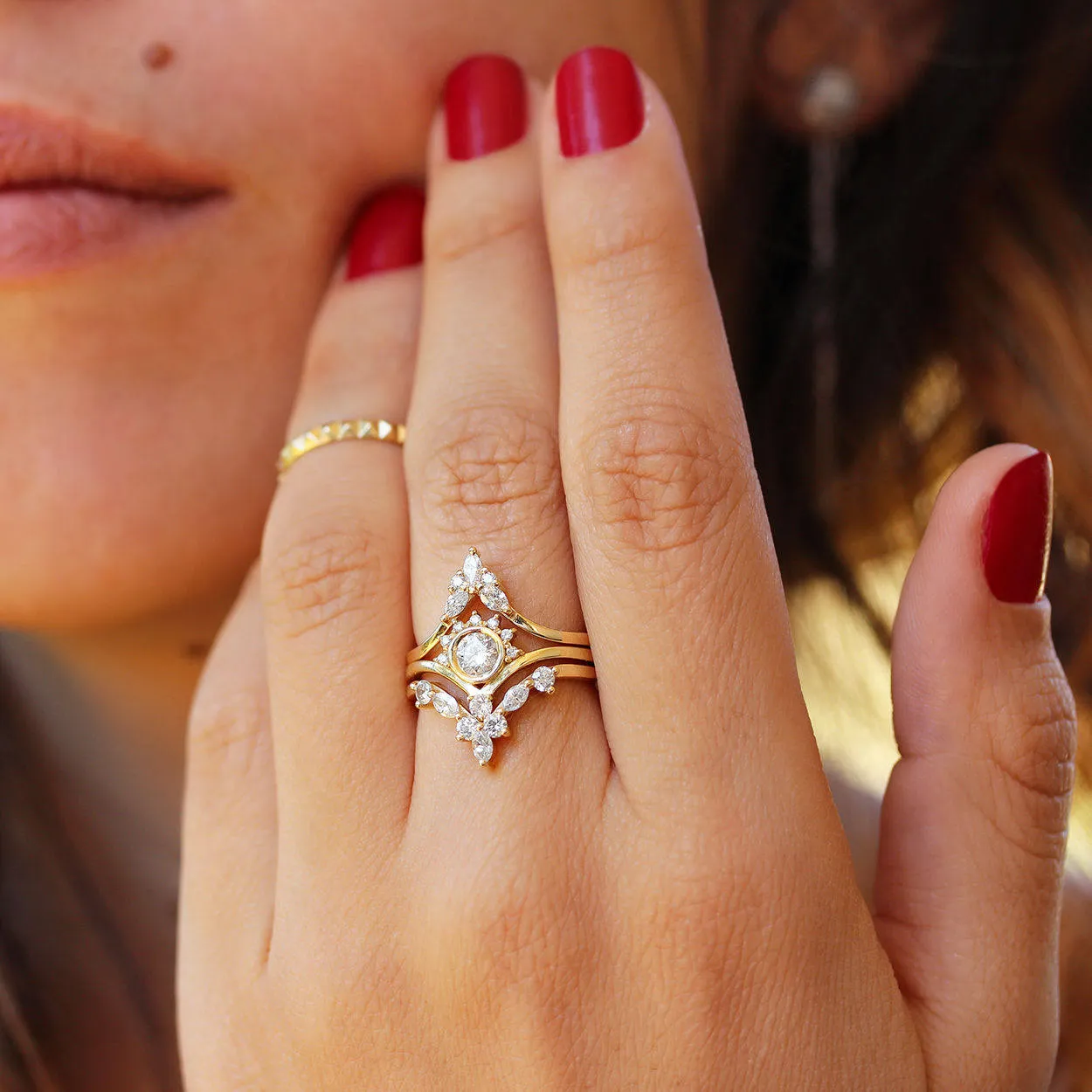 Unique Diamond Wedding Rings Set - "Valentia & Cupid" ♥