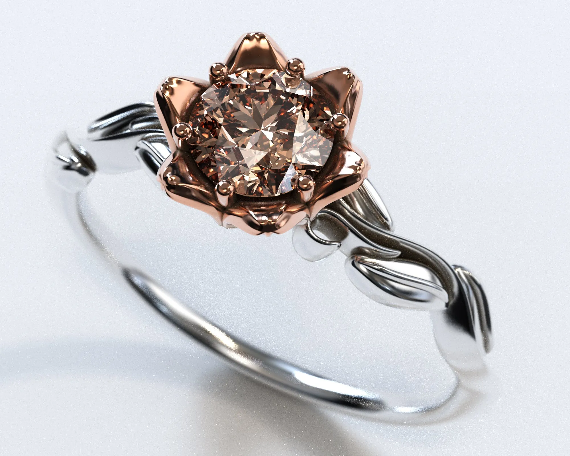Unique Floral Halo Morganite Engagement Ring