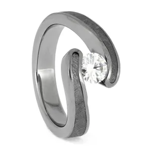 Unique Moissanite Solitaire Engagement Ring, Tension Set