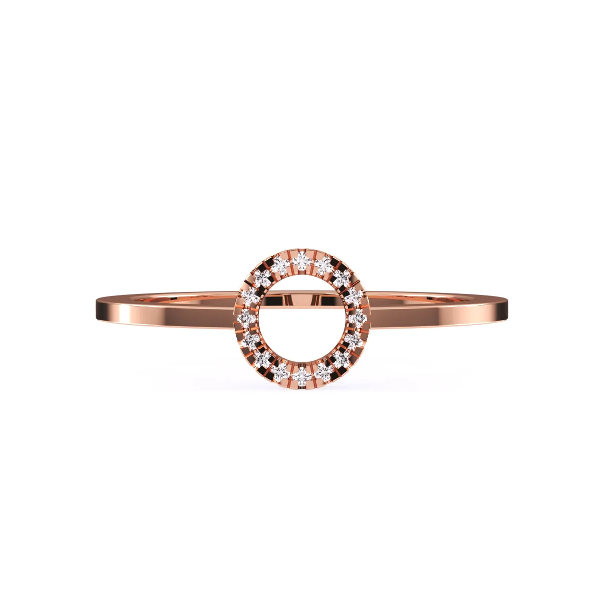 Unique Open Circle Round Diamond Ring