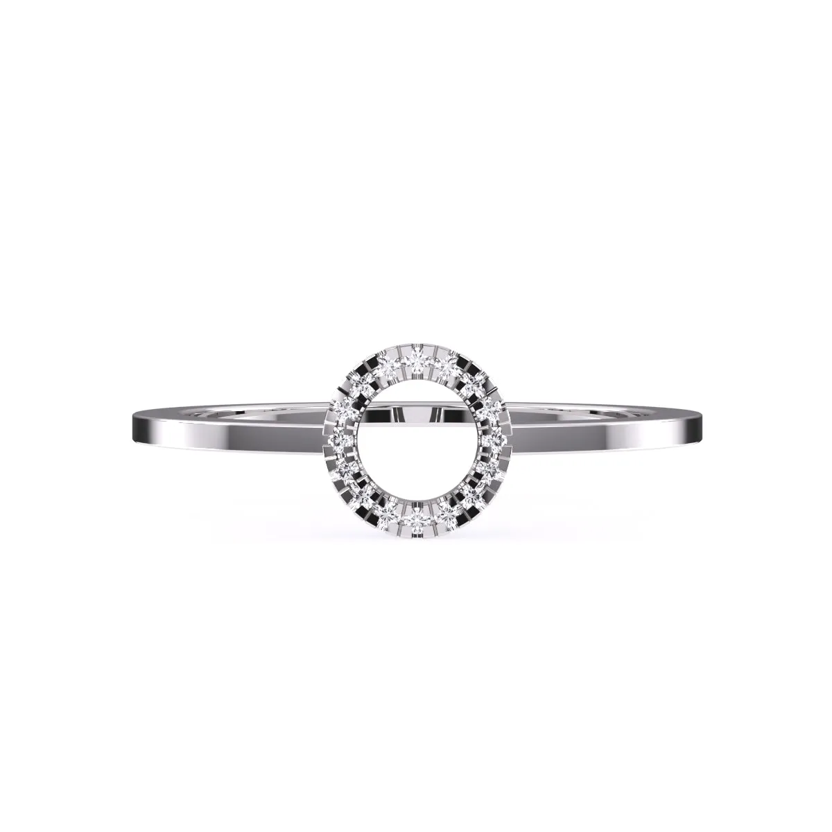 Unique Open Circle Round Diamond Ring