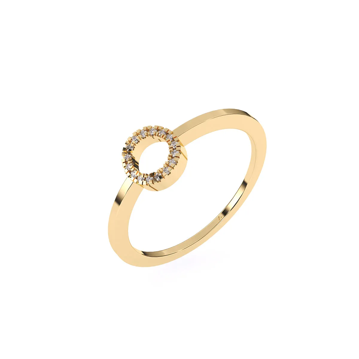 Unique Open Circle Round Diamond Ring
