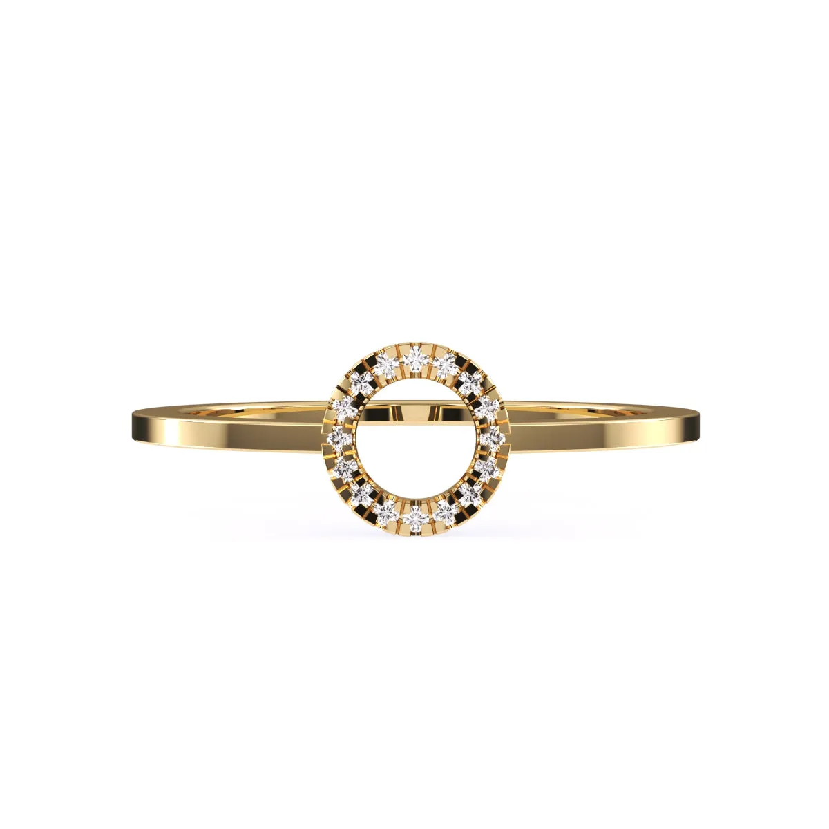 Unique Open Circle Round Diamond Ring