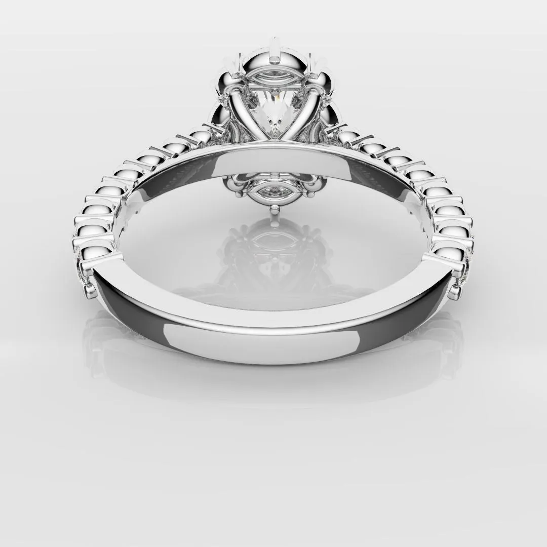 Unique Radiant Cut Diamond Engagement Ring with Marquise Halo