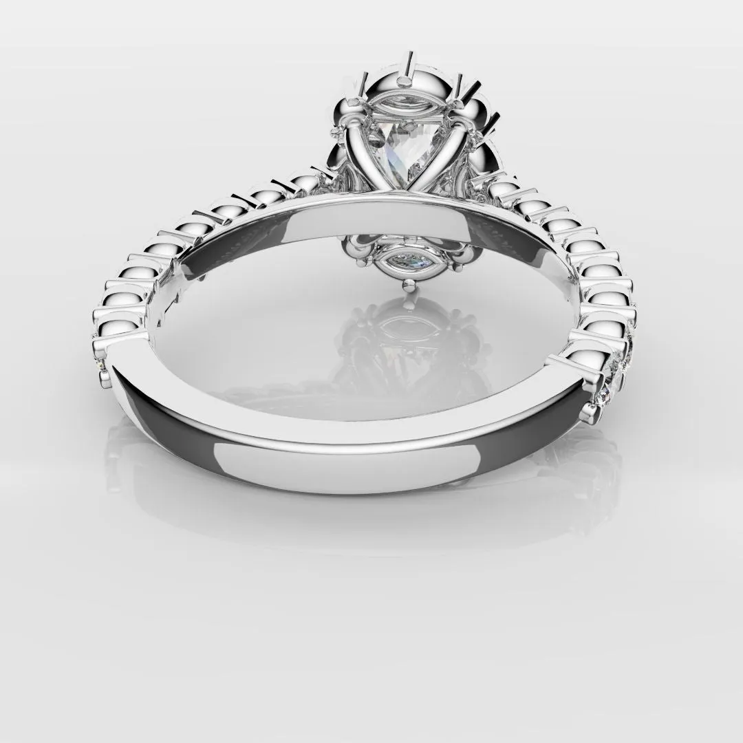 Unique Radiant Cut Diamond Engagement Ring with Marquise Halo