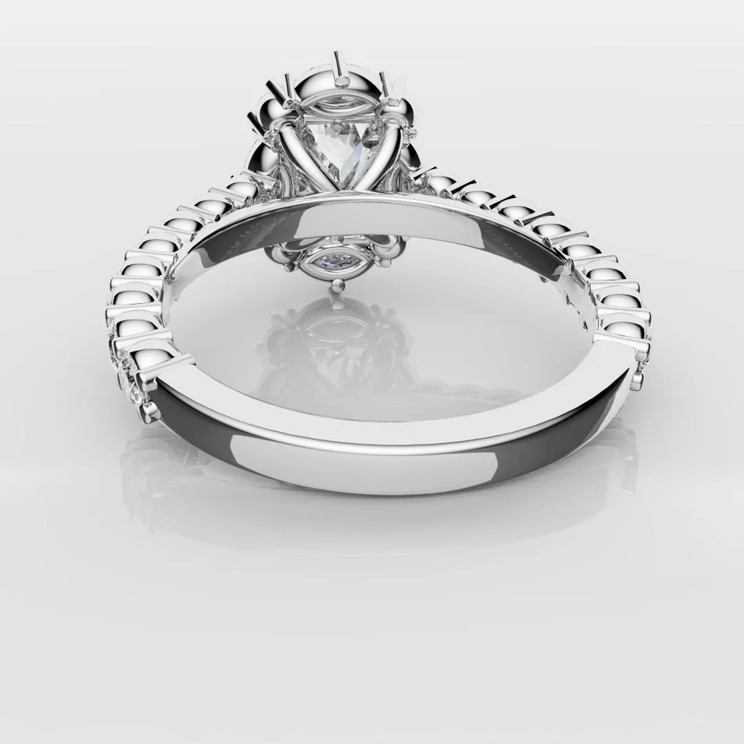 Unique Radiant Cut Diamond Engagement Ring with Marquise Halo
