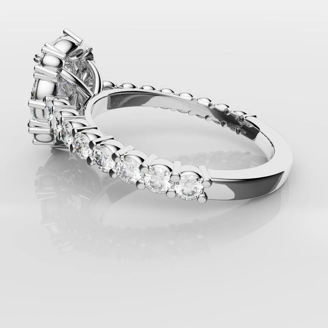 Unique Radiant Cut Diamond Engagement Ring with Marquise Halo