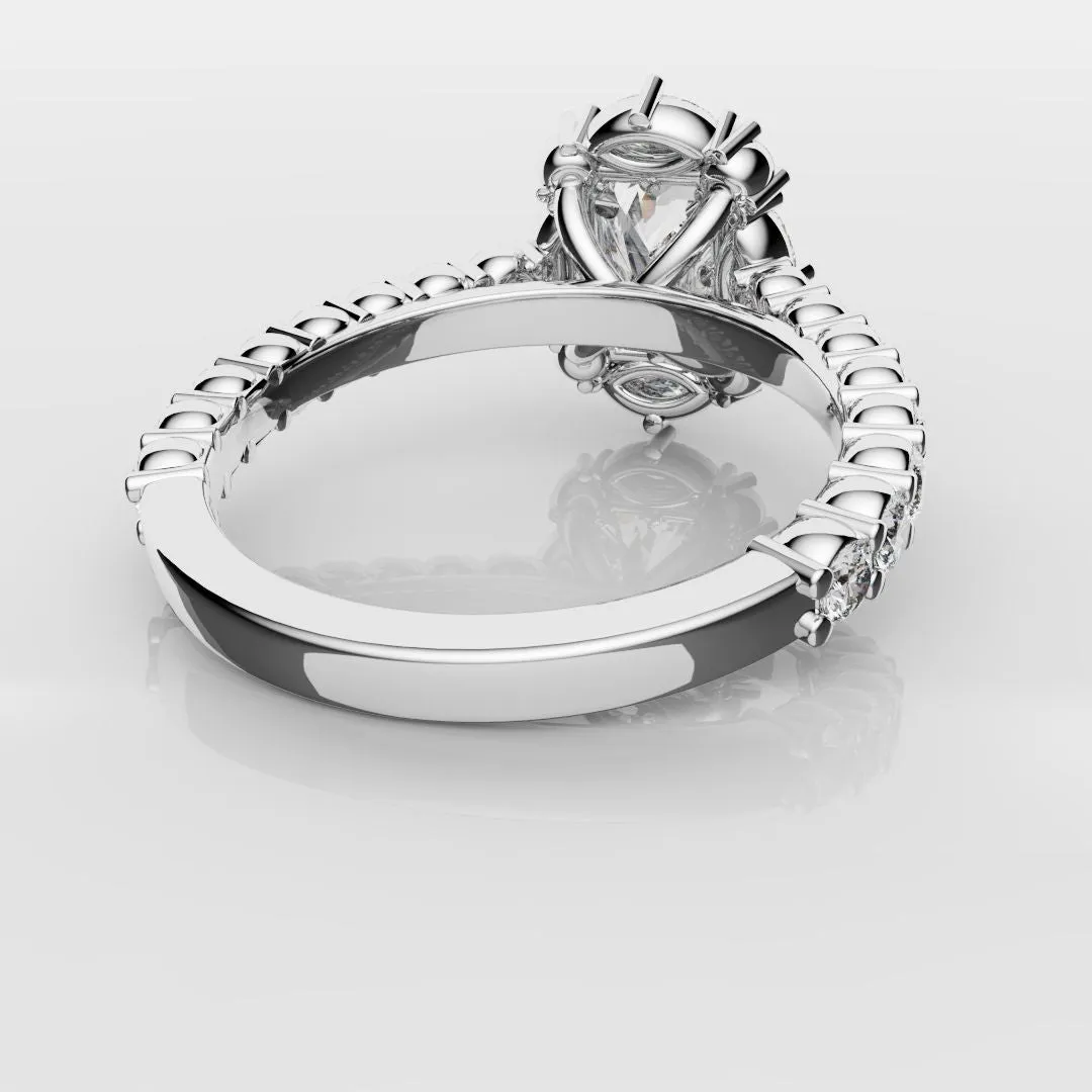 Unique Radiant Cut Diamond Engagement Ring with Marquise Halo