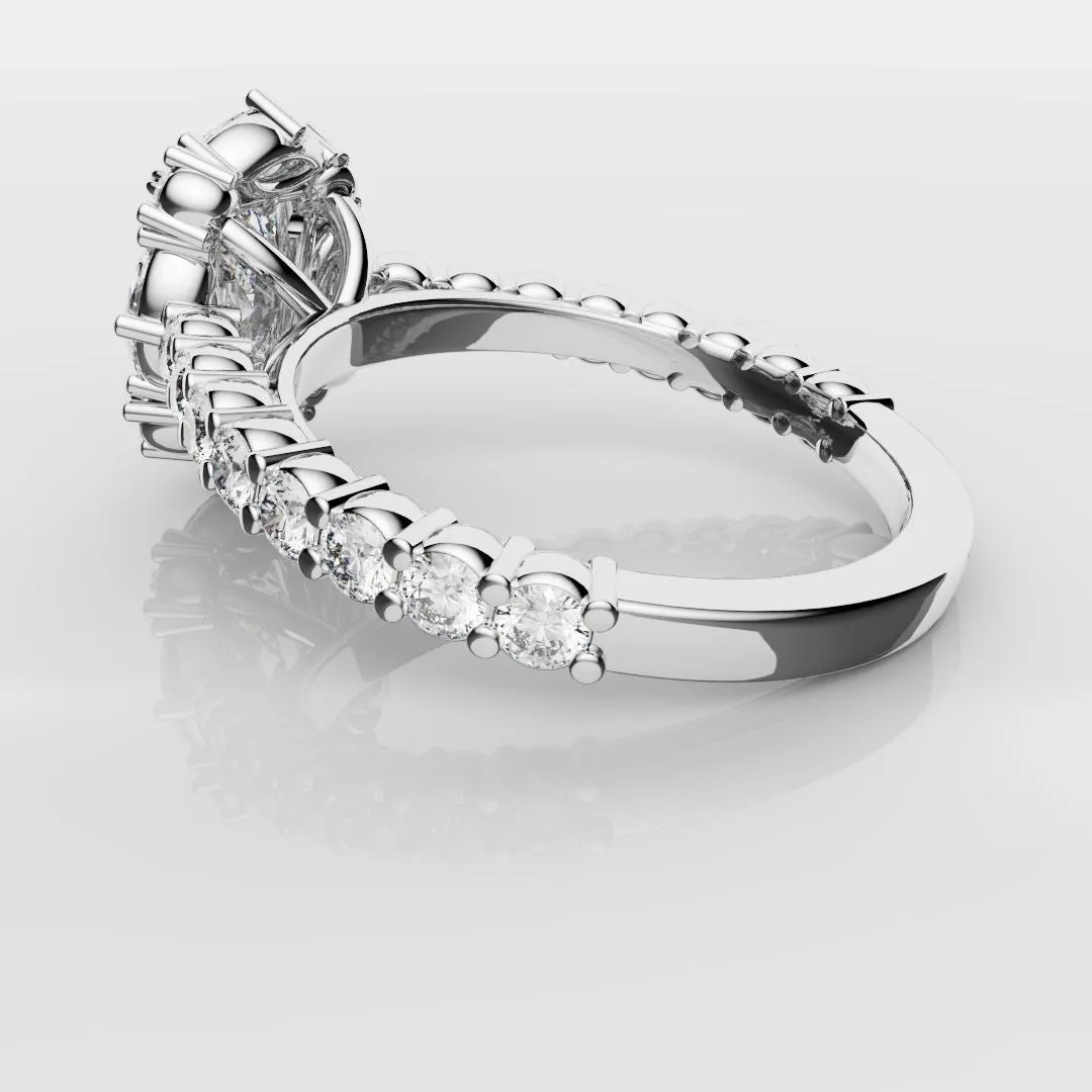 Unique Radiant Cut Diamond Engagement Ring with Marquise Halo